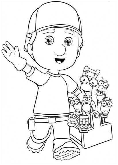 Manny and his tools coloring page