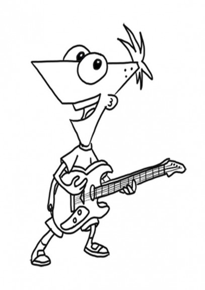 Dibujo para colorear Guitarra Phineas