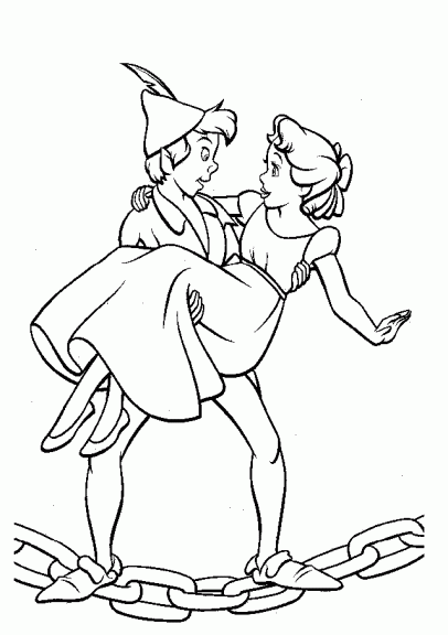 Dibujo de Peter Pan y Wendy para colorear