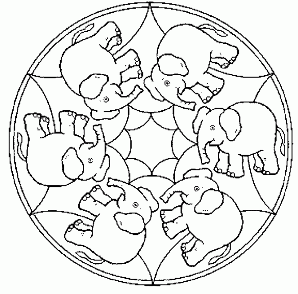 Mandala elephant coloring page