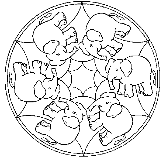 Mandala elephant coloring page to print and color