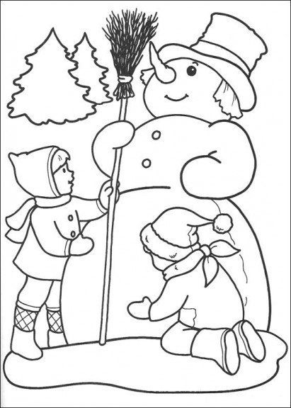 Bonhomme de neige et enfants