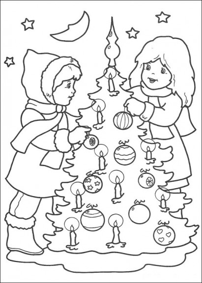 Christmas tree decoration coloring page