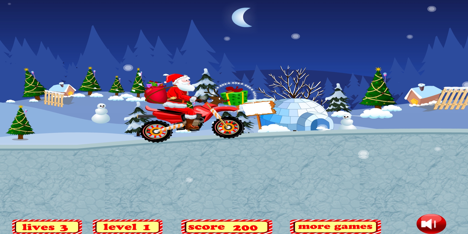 Jeu père noël en moto