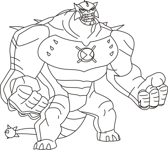 Dibujo de dinosaurio enorme para colorear Ben 10