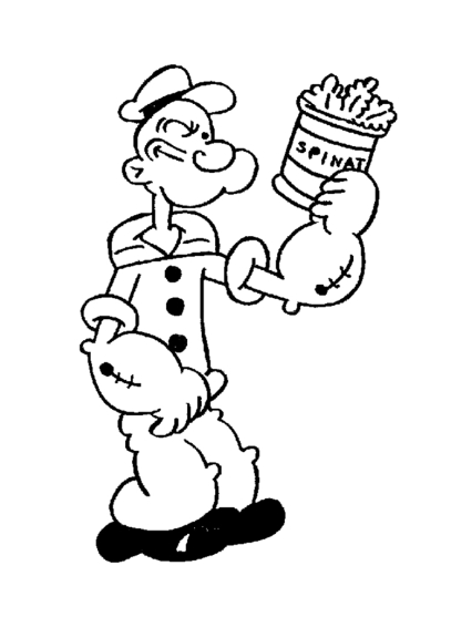 Popeye and his spinach coloring page