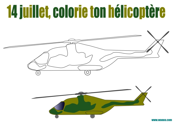 Dibujo de helicóptero para colorear 14 de julio