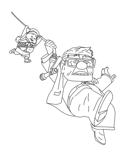 Coloring page Up there Carl Fredricksen and Russell