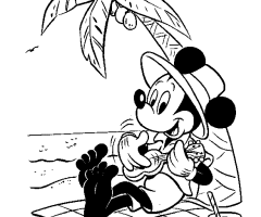 Coloriage Mickey à la plage