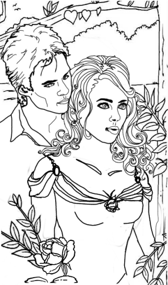 Dibujo de Damon y Bonnie para colorear