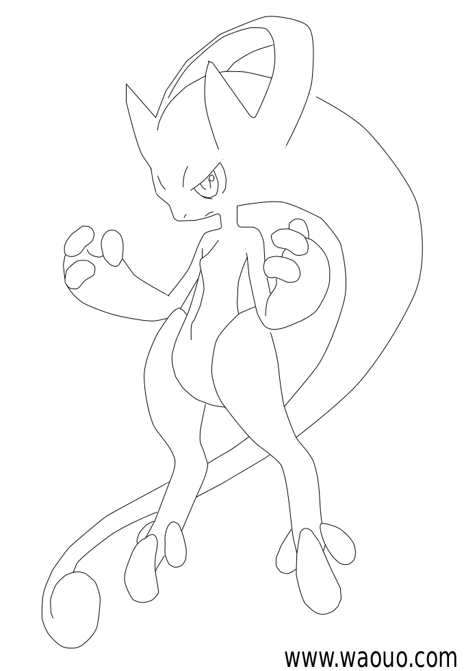 Coloriage MégaMewtwo Pokemon X et Y à imprimer
