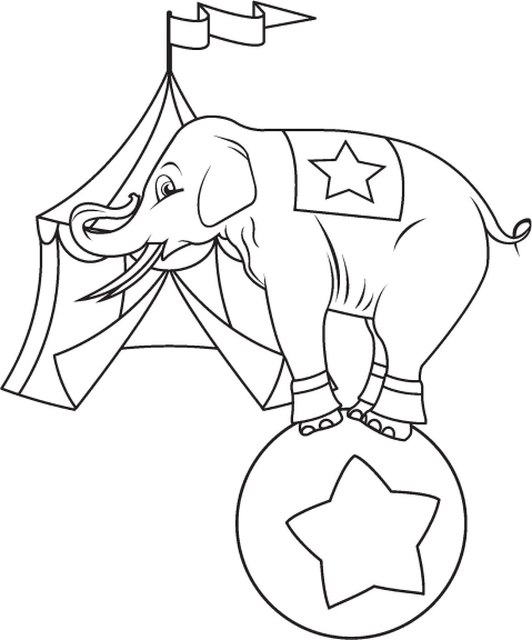 Éléphant cirque coloriage