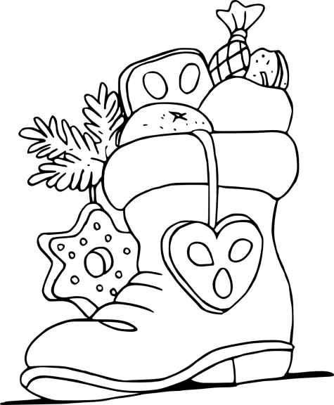 Christmas boot coloring page