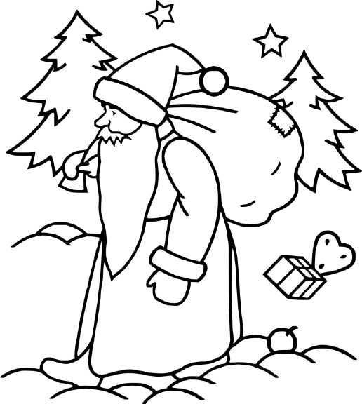 Christmas and snow coloring page