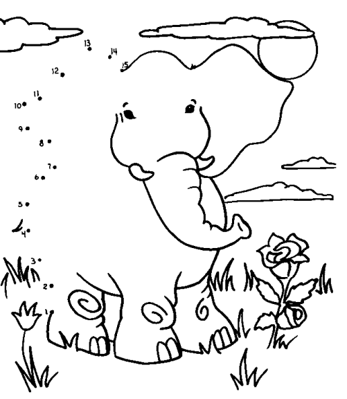 Point à relier éléphant
