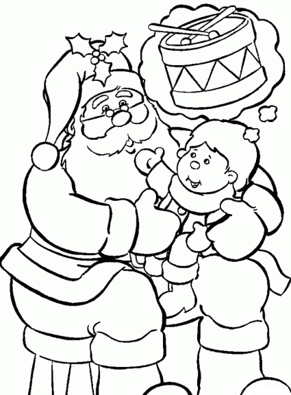 Child coloring with santa claus 