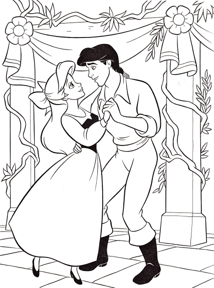 Coloriage princesse Ariel et Eric