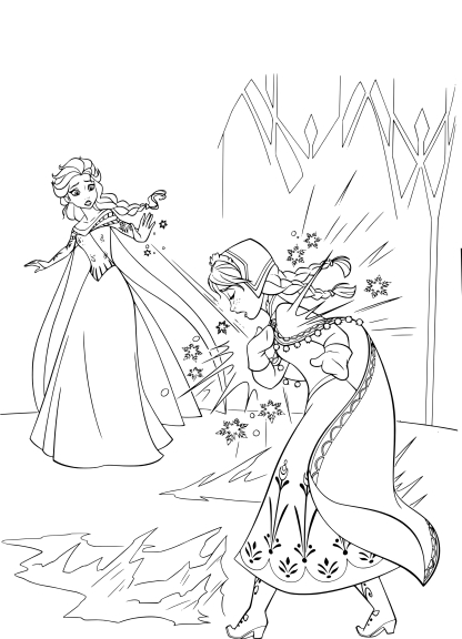 Coloring princesses Elsa Anna