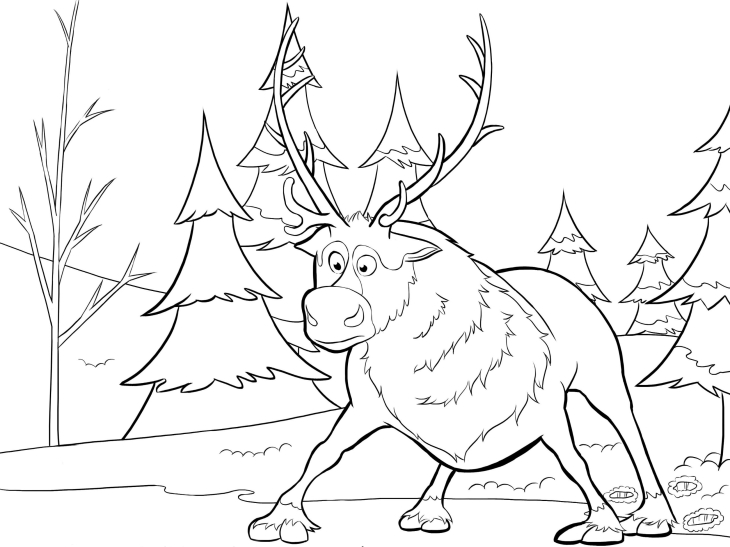 Coloring page Sven the reindeer