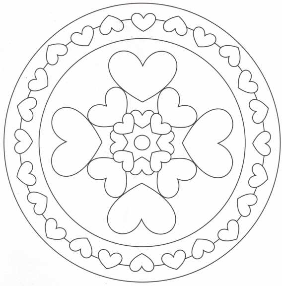 Página para colorear de mandala de corazón