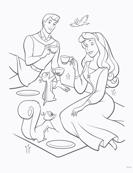 Coloring page Prince Philippe with Aurora