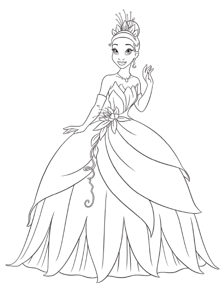 Dibujo de Princesa Tiana para colorear