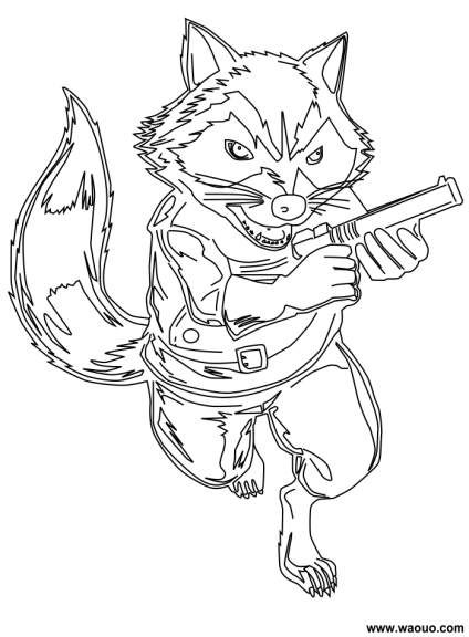 Rocket Raccoon Coloring Page