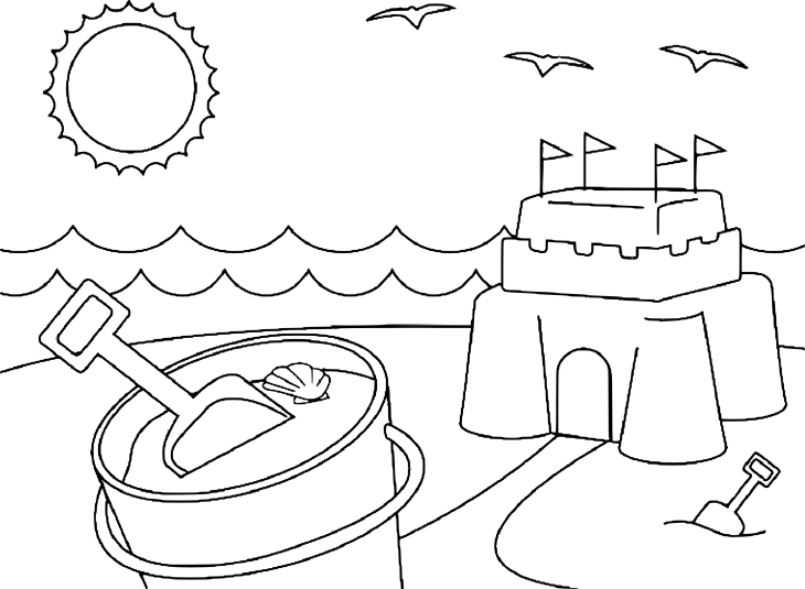 Sand castle coloring page