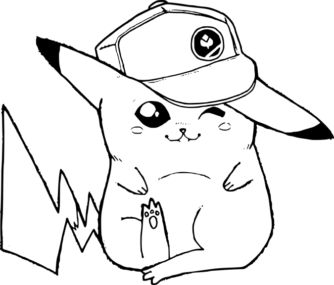 Coloriage Pikachu casquette