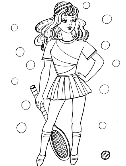 Coloriage fille tennis