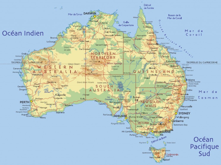 Mapa del territorio de Australia