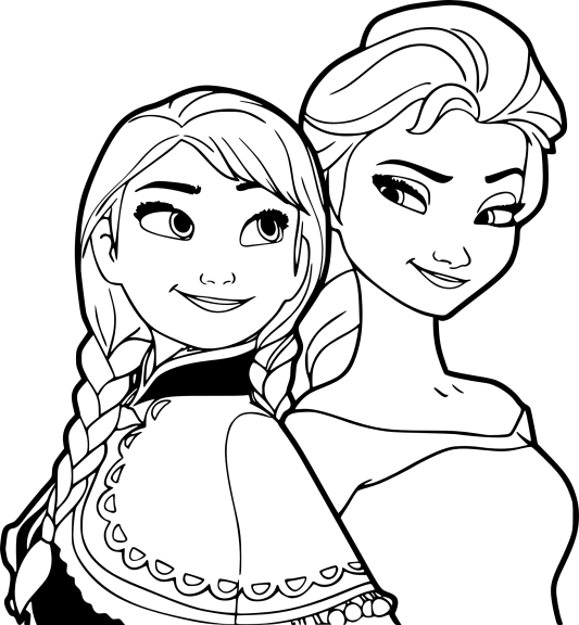 Coloriage Elsa Anna