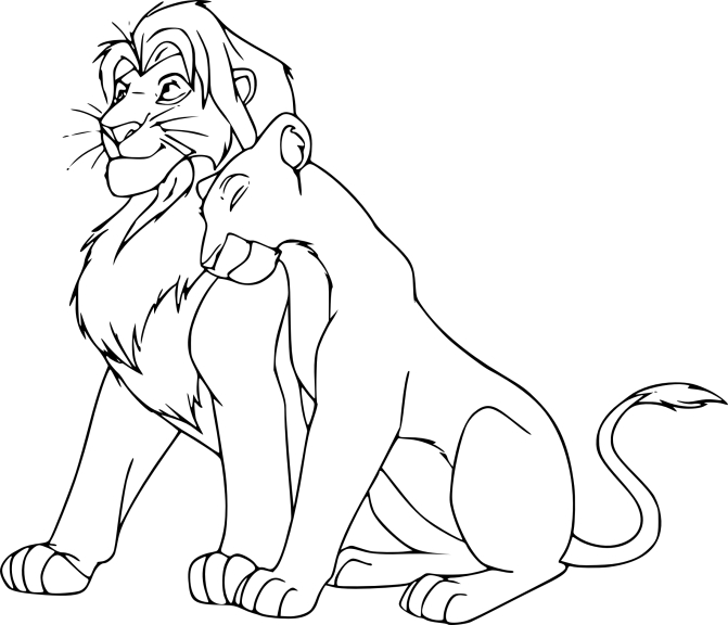 Simba Nala Coloring Page