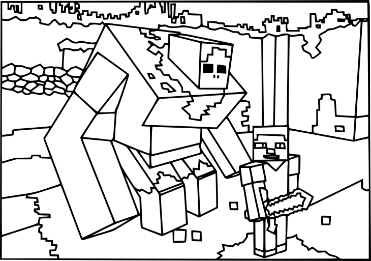 Minecraft Mutant Zombie kleurplaat