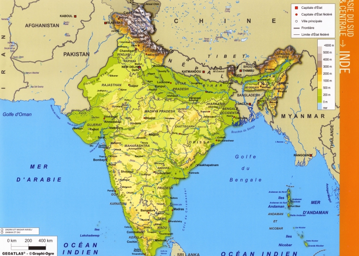 インドの大きな地図