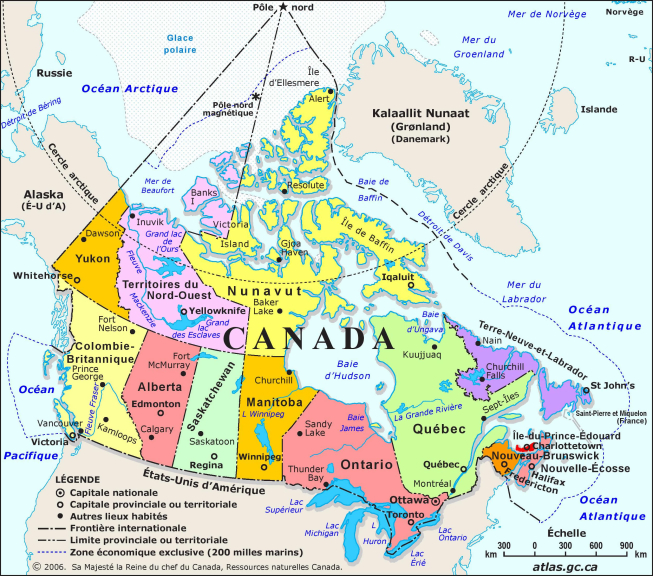 mapa de canadá