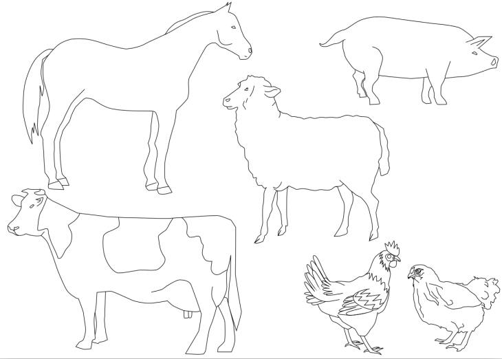 Farm animals coloring page