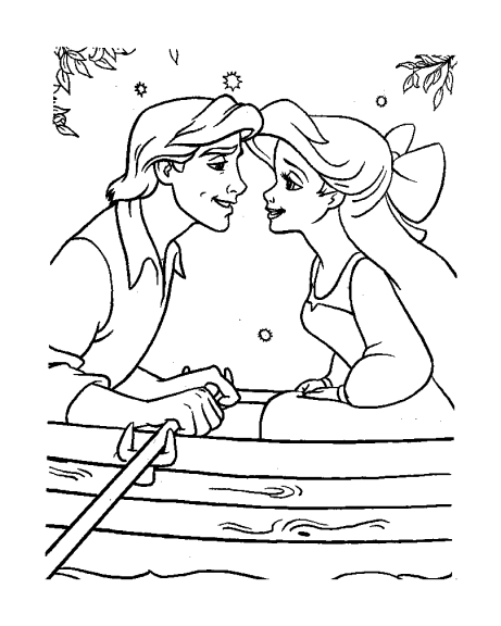 Coloring page Ariel Eric in love