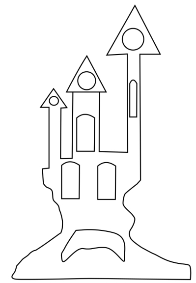 Dibujo para colorear del castillo de Halloween