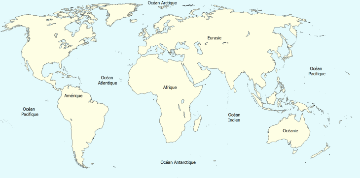 Carte du monde continents