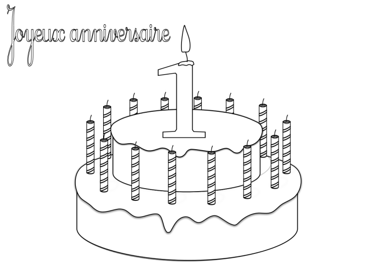 Dibujo para colorear de cumpleaños de 1 año