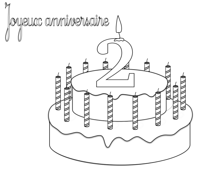 Dibujo para colorear de cumpleaños de 2 años