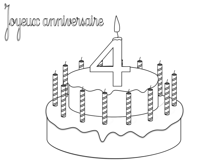 desenho de aniversário de 4 anos para colorir