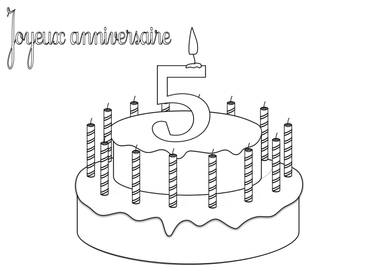 desenho de 5º aniversário para colorir