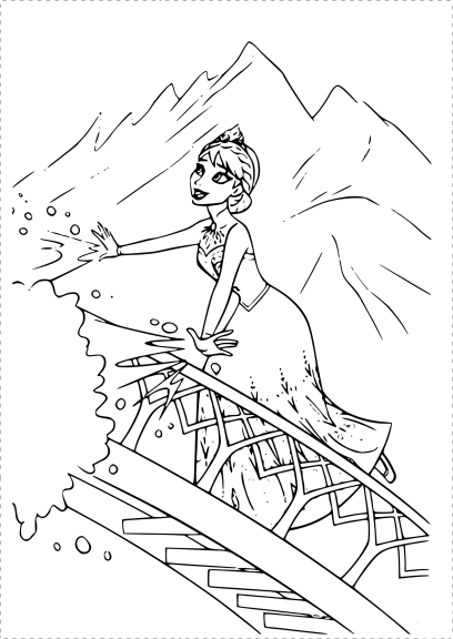 Coloring page Elsa bridge palace