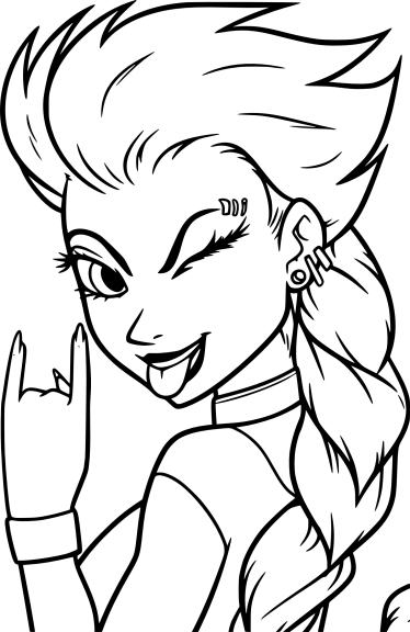 Dibujo de Elsa punk para colorear