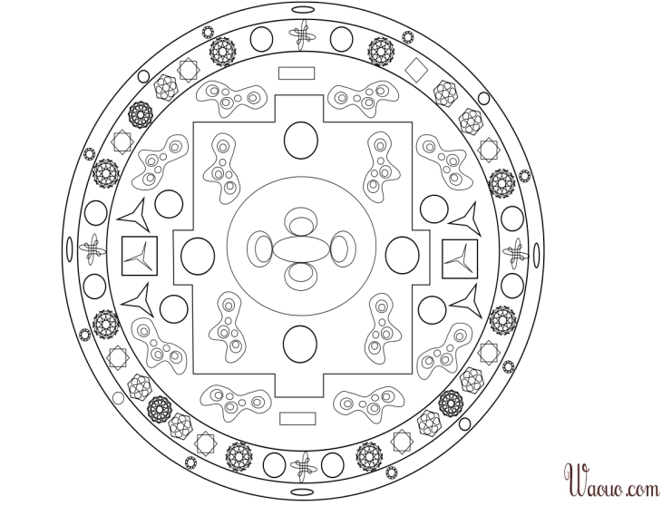 Mandala form farvelægningsside