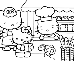 Coloriage Hello Kitty boulangerie
