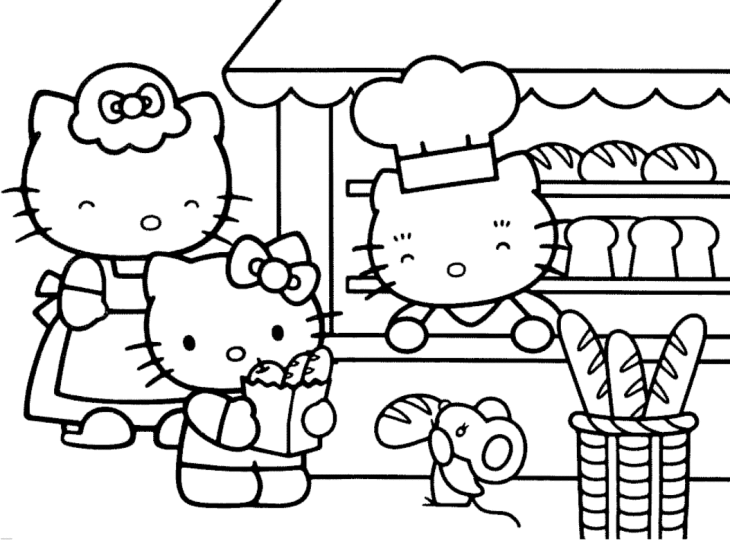 Coloriage Hello Kitty boulangerie