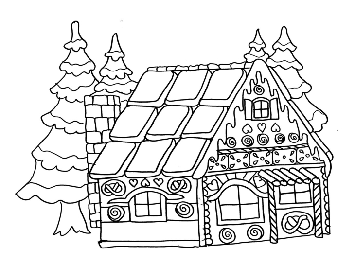 Gingerbread house coloring page